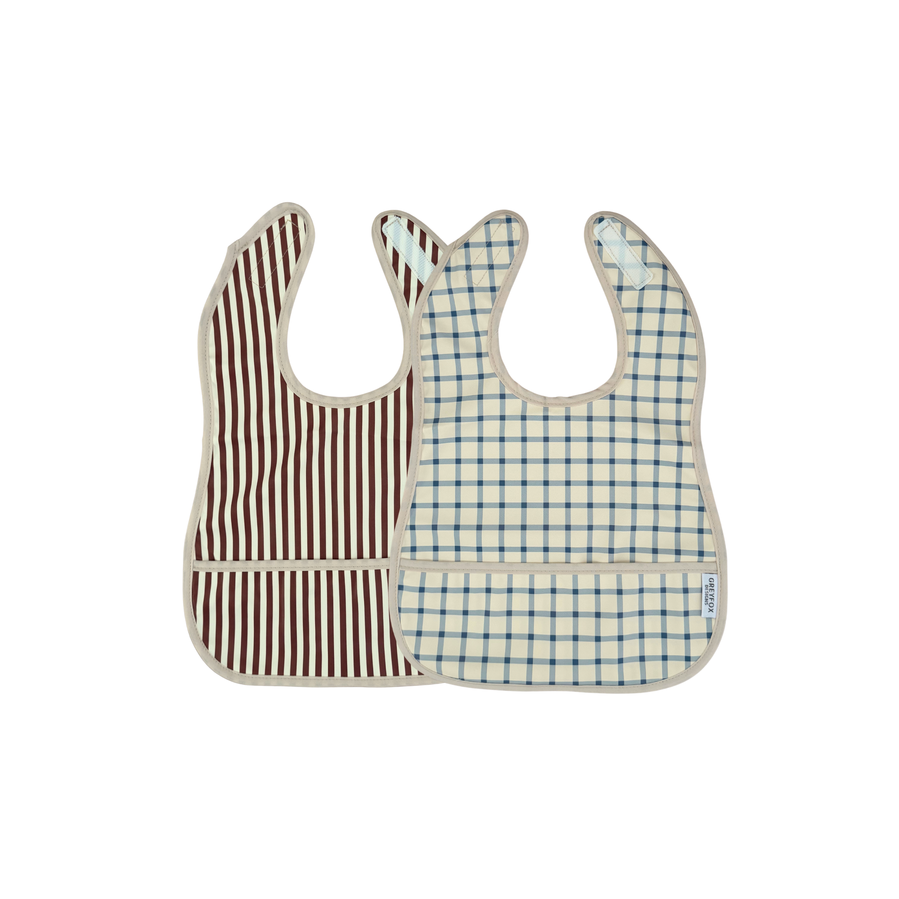 Mocha Stripe + Blueberry Picnic Mini Bib