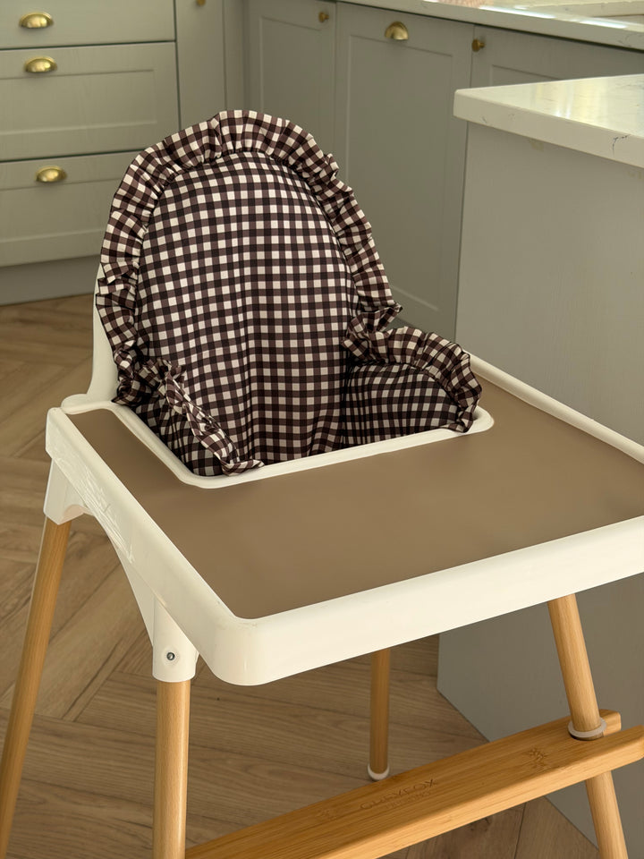 Espresso Gingham Ruffle Cushion Cover