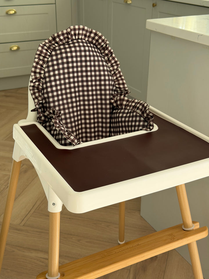 Espresso Gingham Ruffle Cushion Cover
