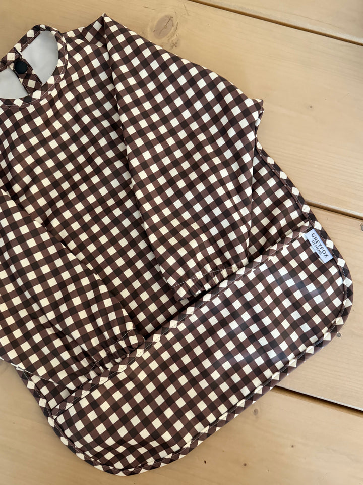 Espresso Gingham - Long Sleeved Bib