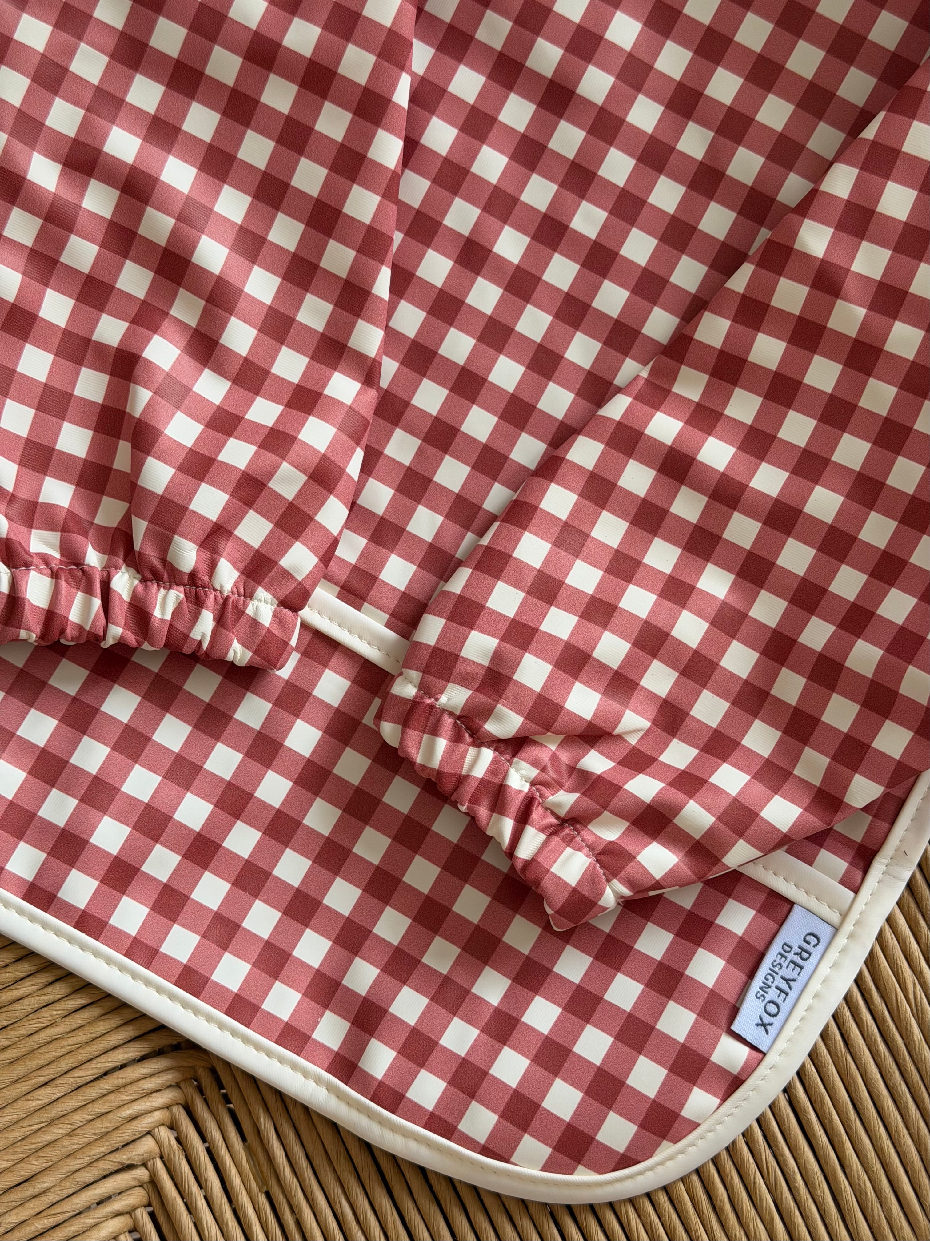 Berry Gingham - Long Sleeved Bib