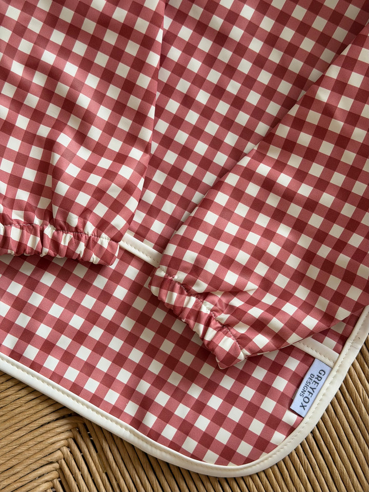 Berry Gingham - Long Sleeved Bib