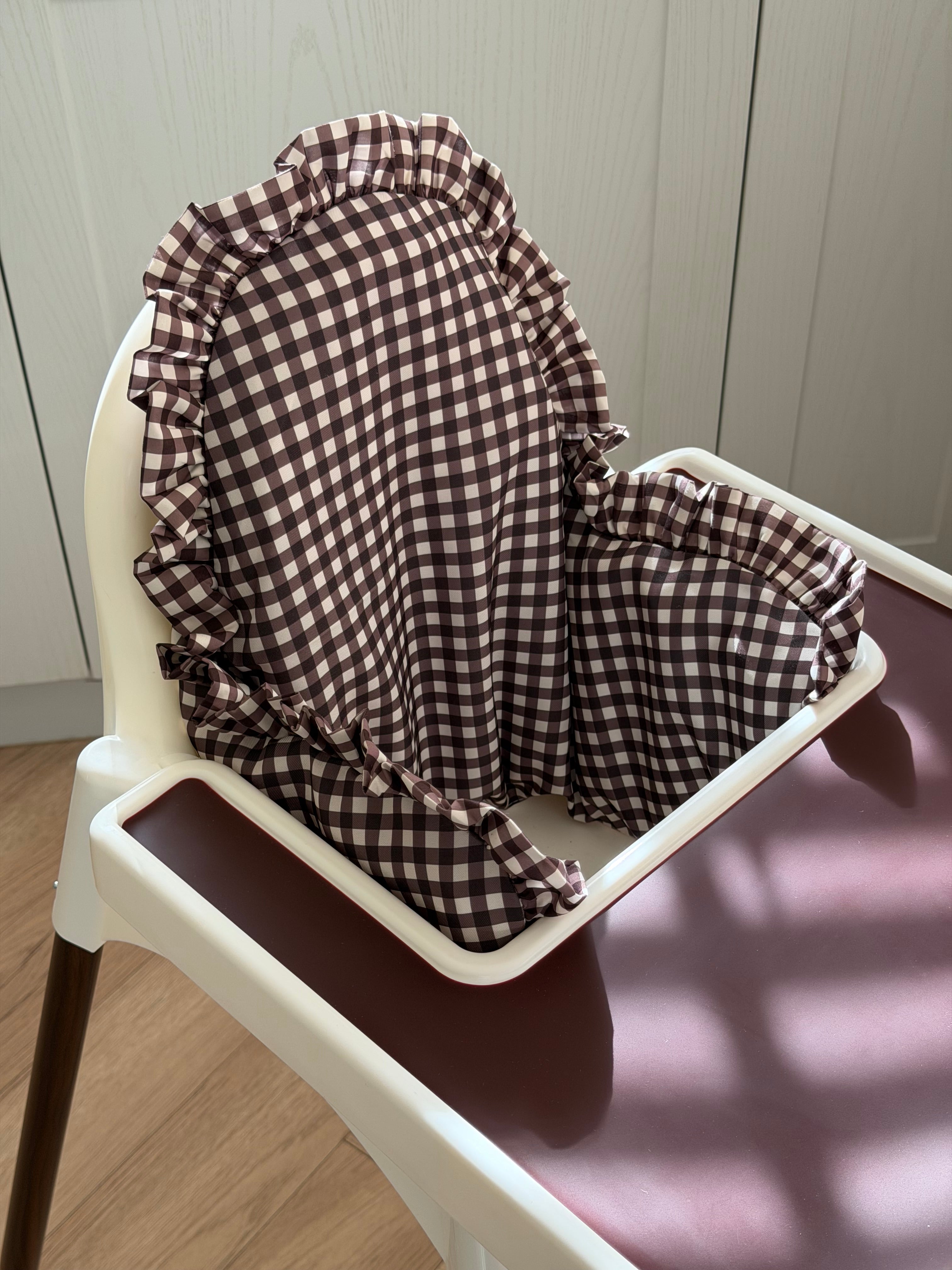Espresso Gingham Ruffle Cushion Cover