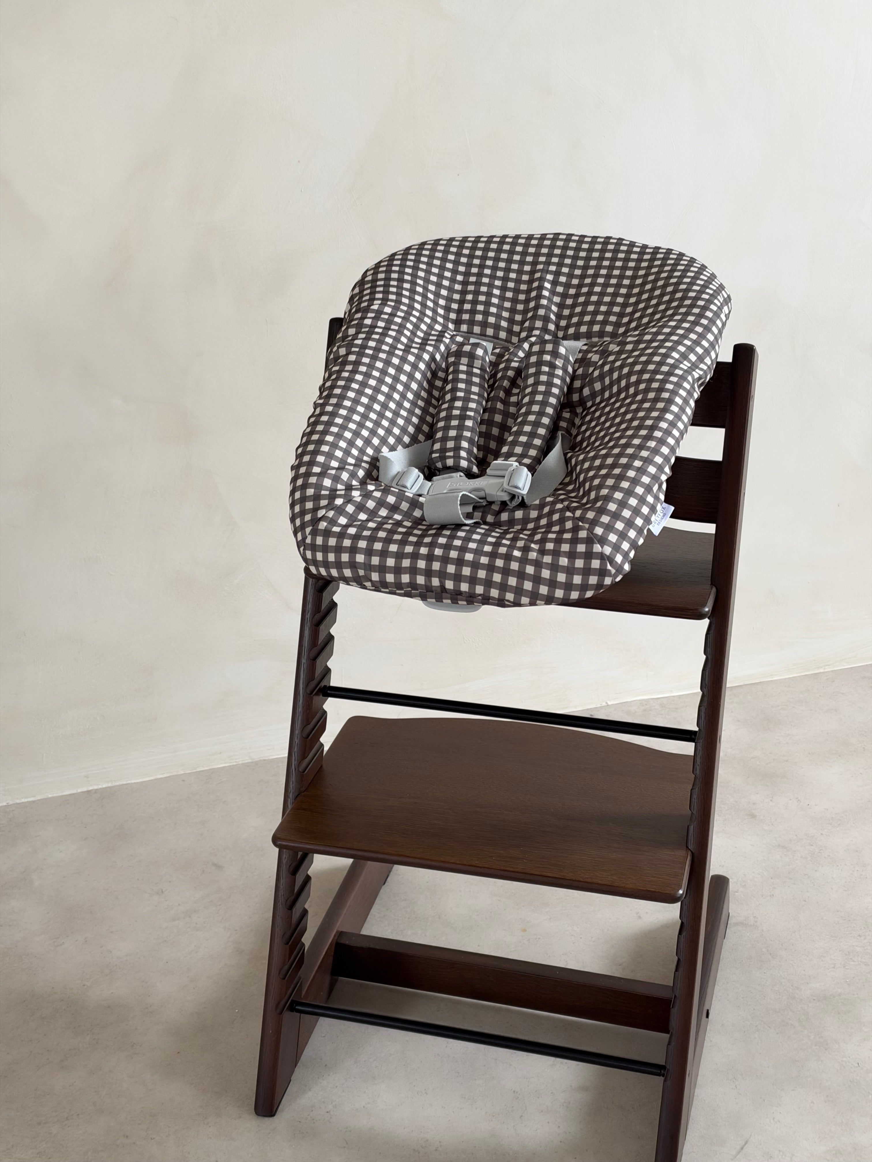 Coffee Gingham Newborn Cushion