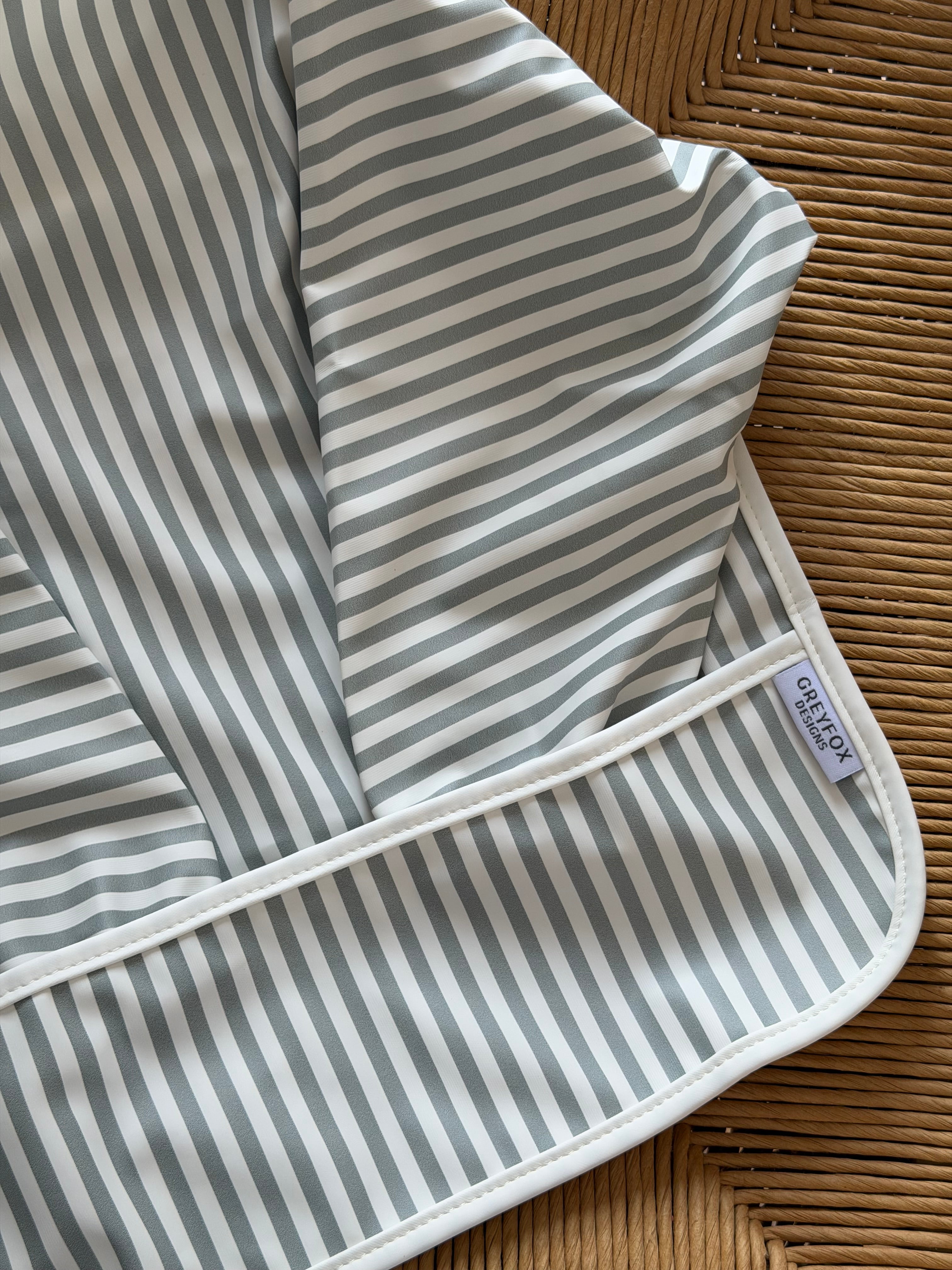 Sage Stripe - Long Sleeved Bib