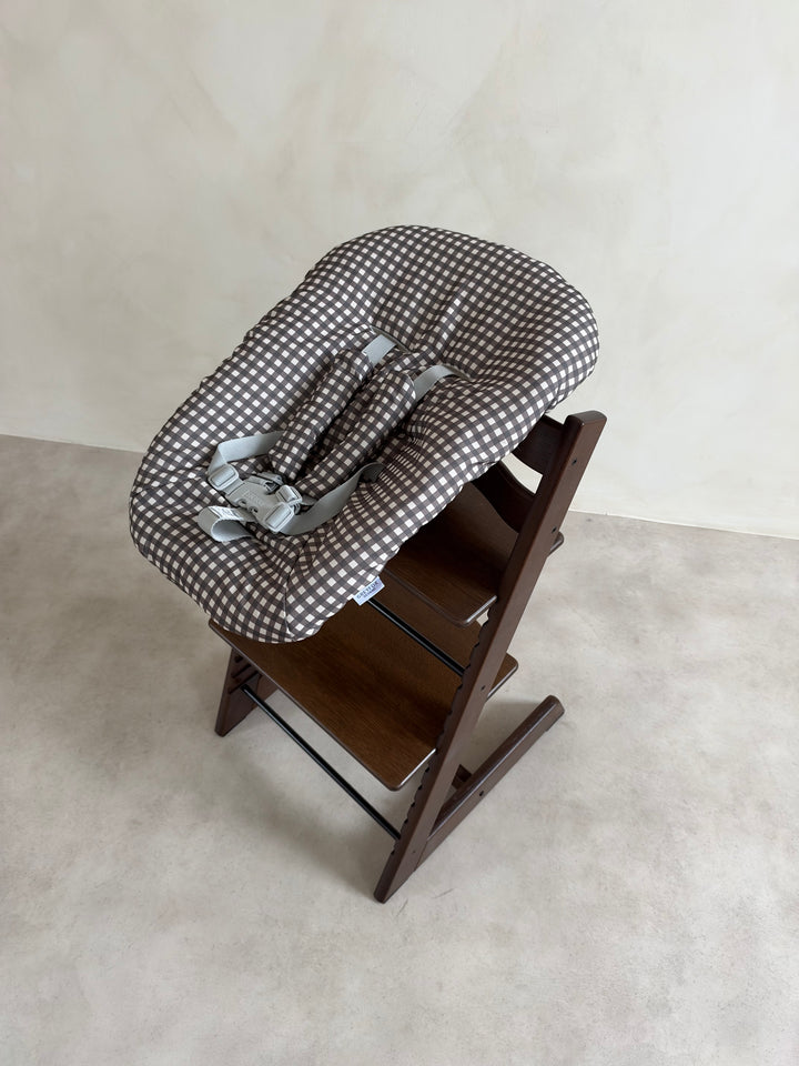 Coffee Gingham Newborn Cushion