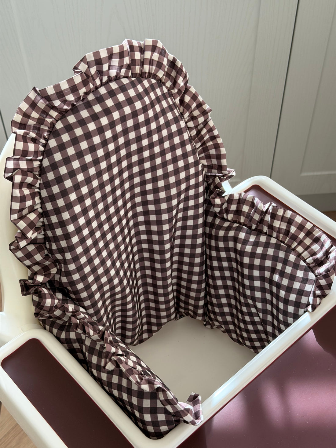 Espresso Gingham Ruffle Cushion Cover