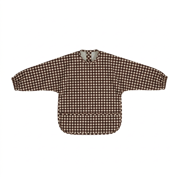 Espresso Gingham - Long Sleeved Bib