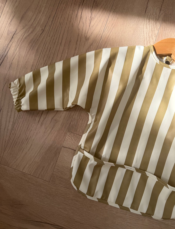 Olive Stripe  - Long Sleeved Bib