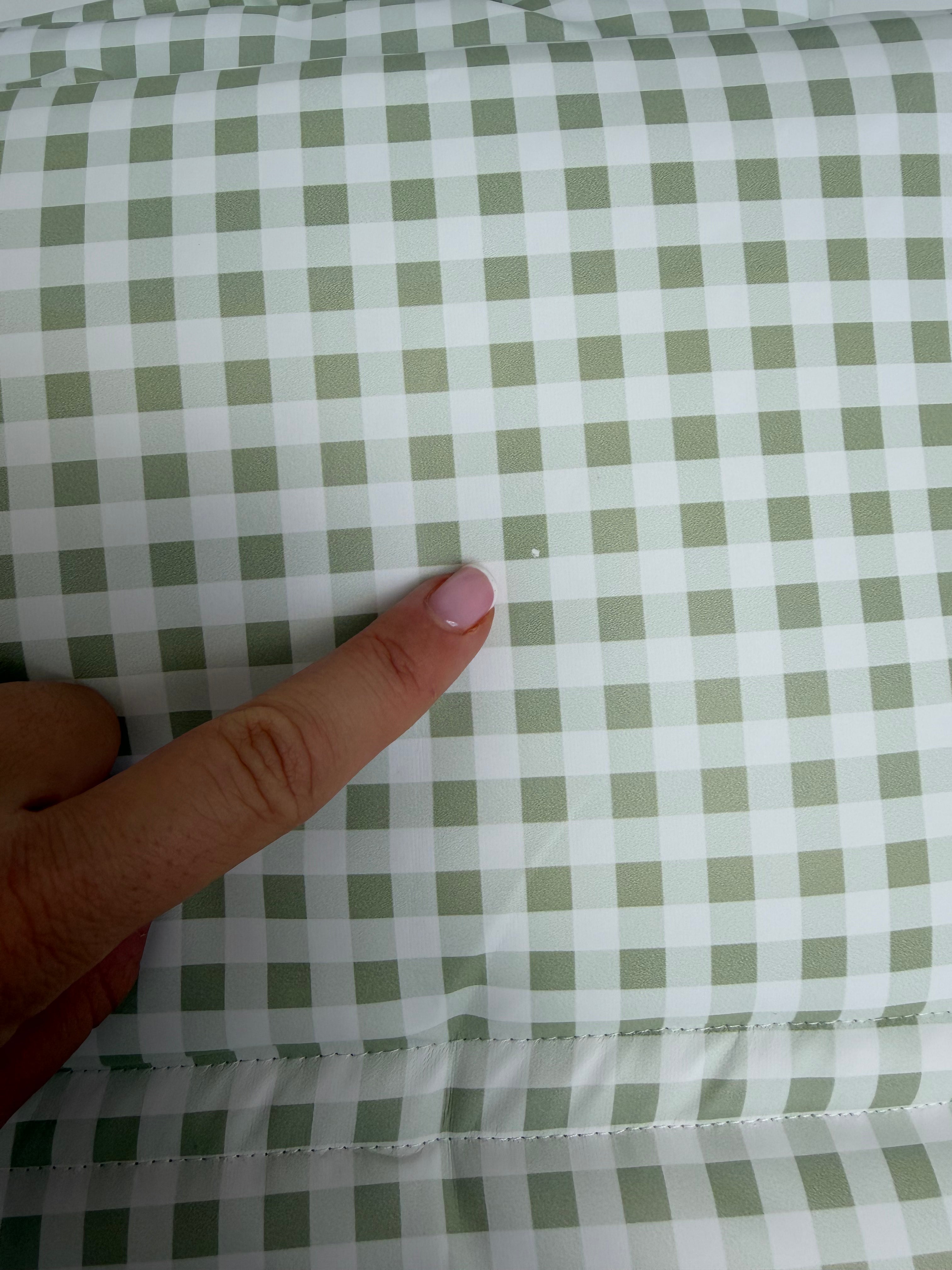 Sage Gingham 2 in 1 Cushion - Defect