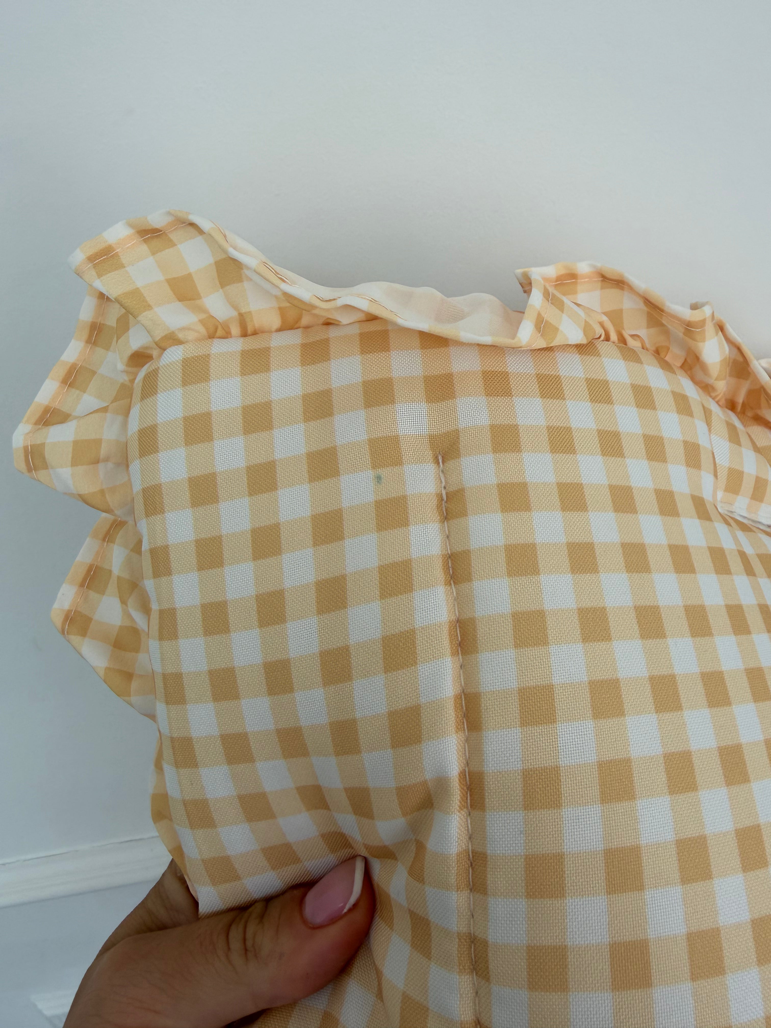 Lemon Gingham 2 in 1 Cushion - Defect