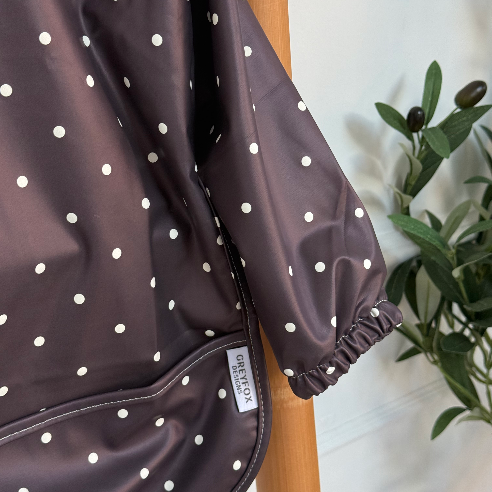 Espresso Polka Dot - Long Sleeved Bib