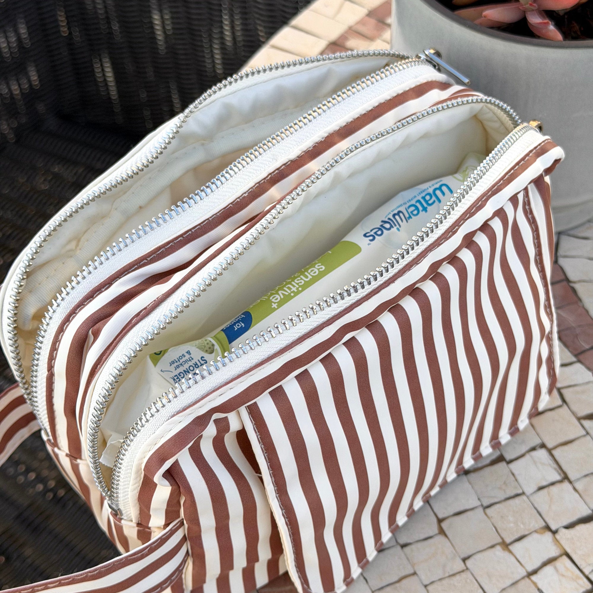 Wipe Pouch - Mocha Stripe