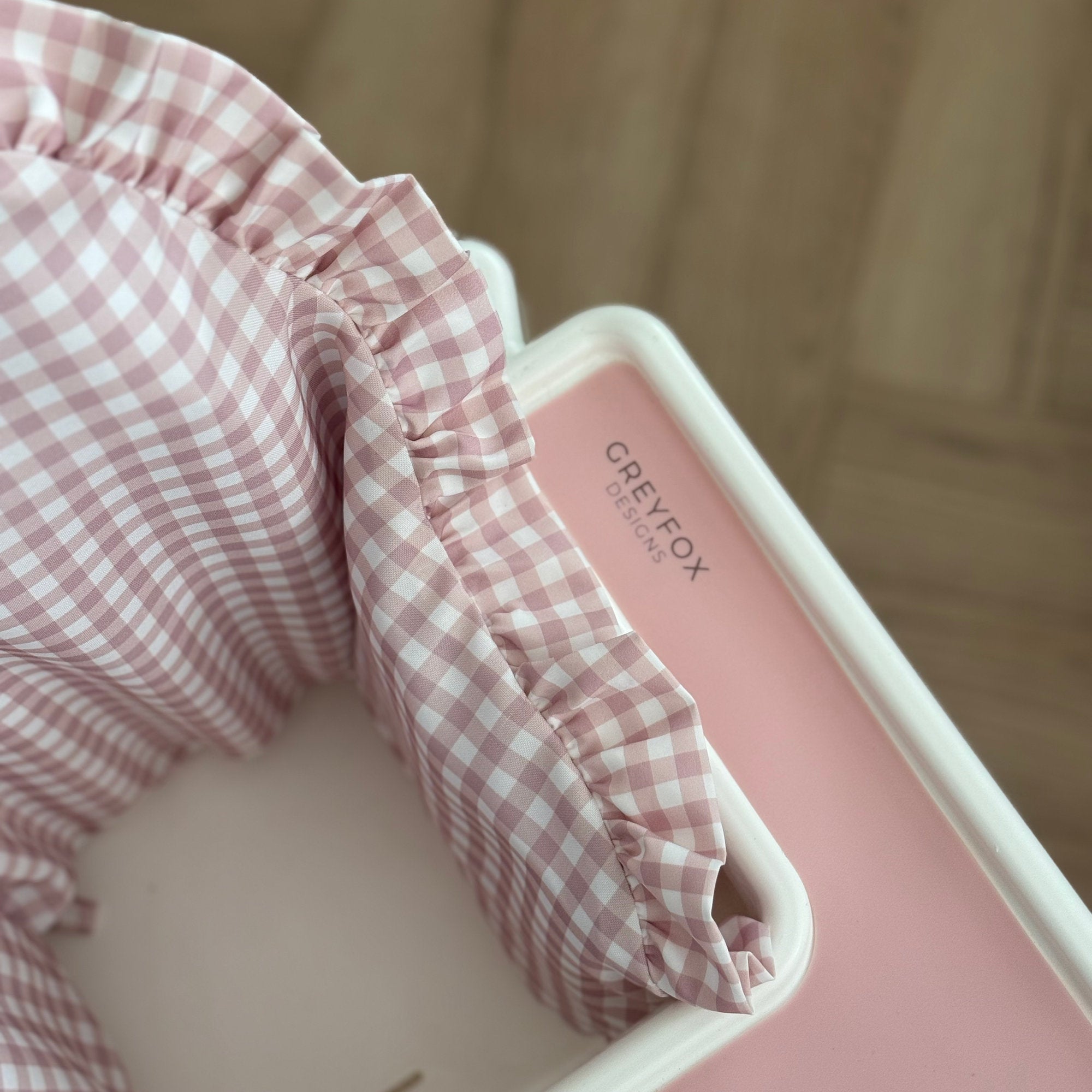 Blush Gingham Ruffle Cushion Cover