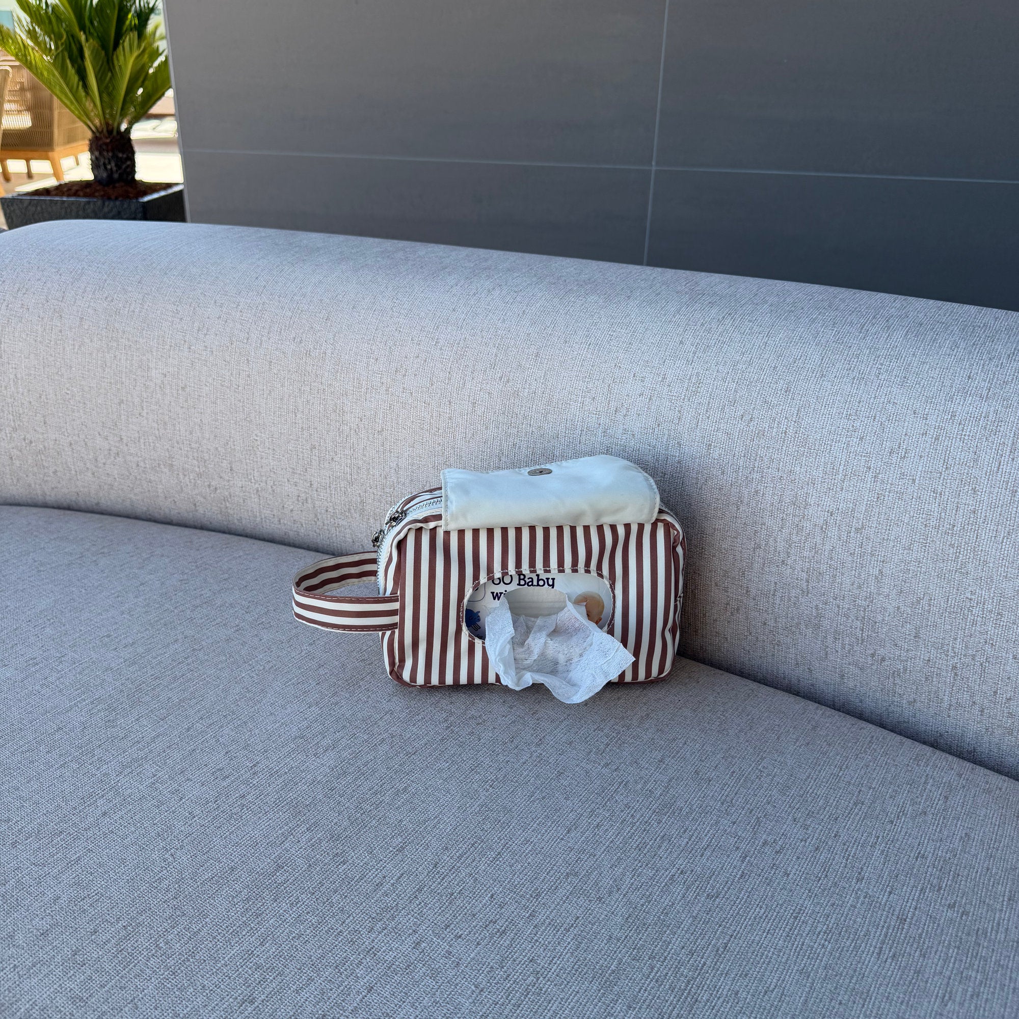 Wipe Pouch - Mocha Stripe