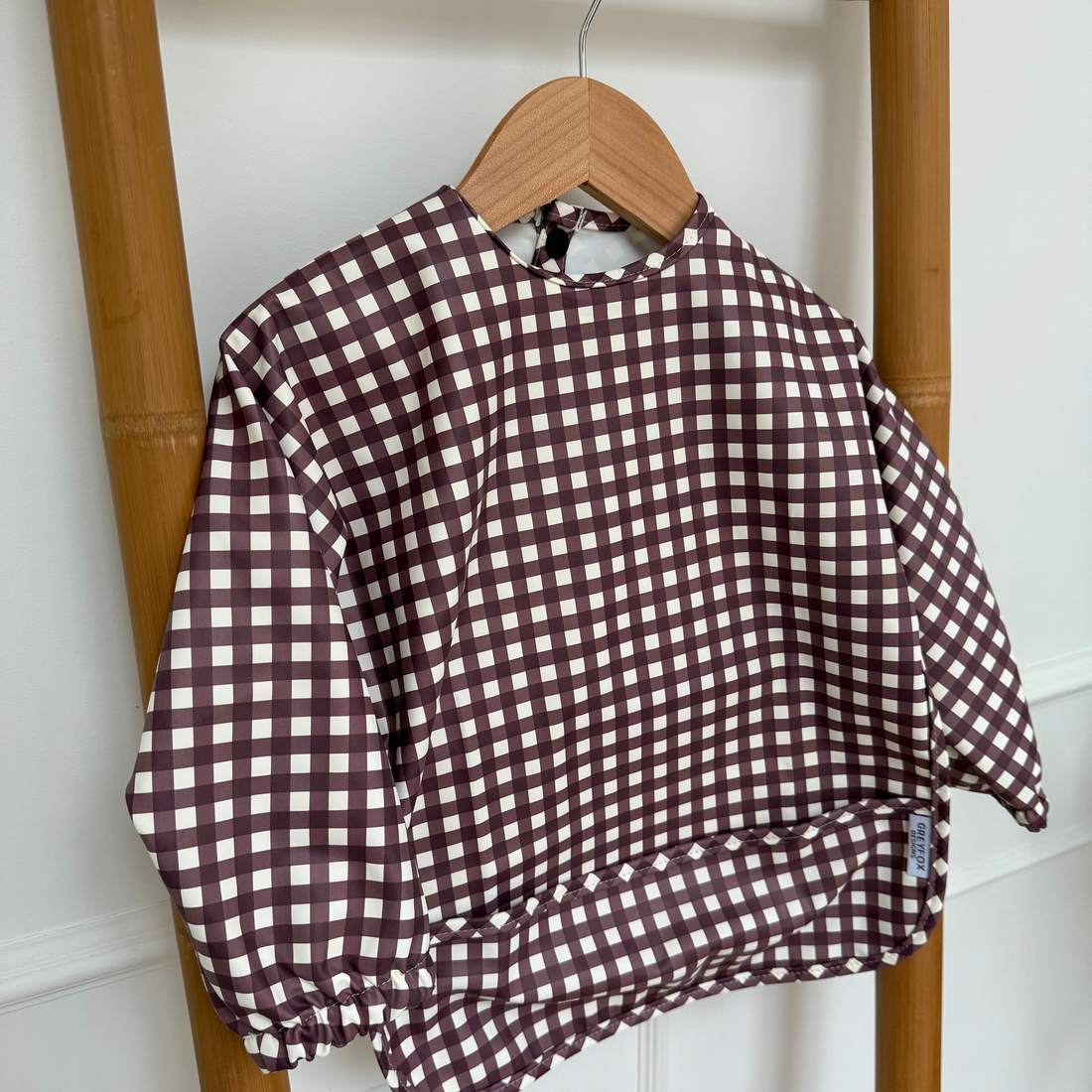 Mulberry Gingham - Long Sleeved Bib