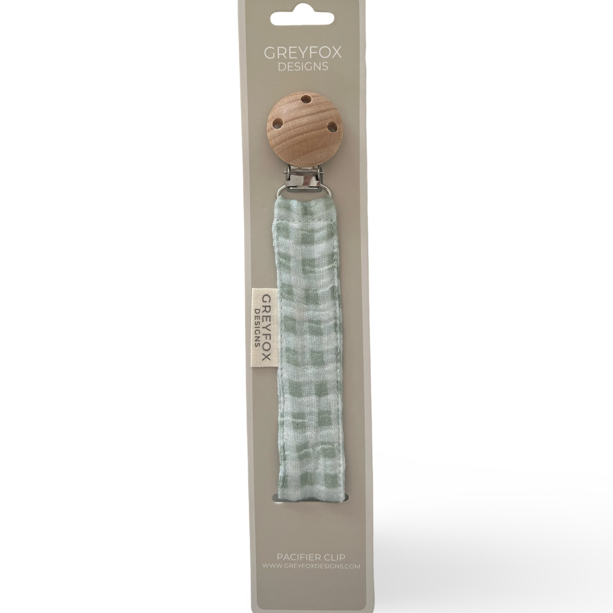 Pacifier Clip - Sage Gingham