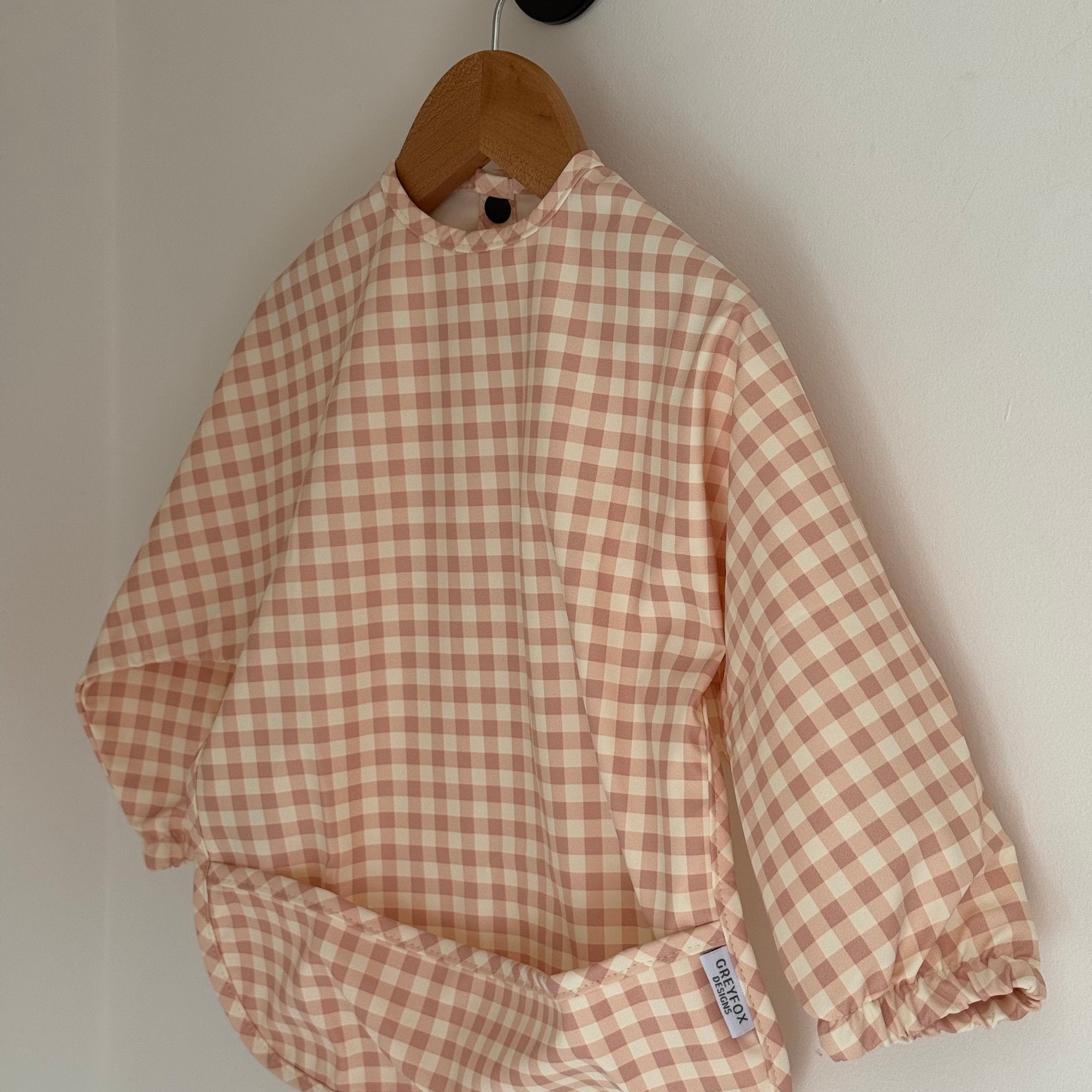 Blush Gingham - Long Sleeved Bib