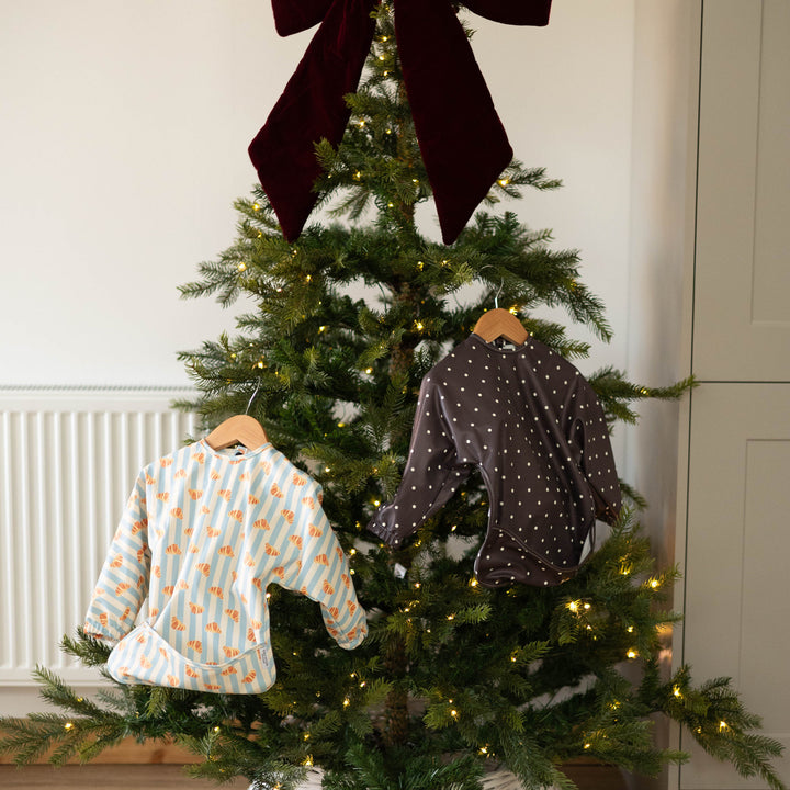 Espresso Polka Dot - Long Sleeved Bib