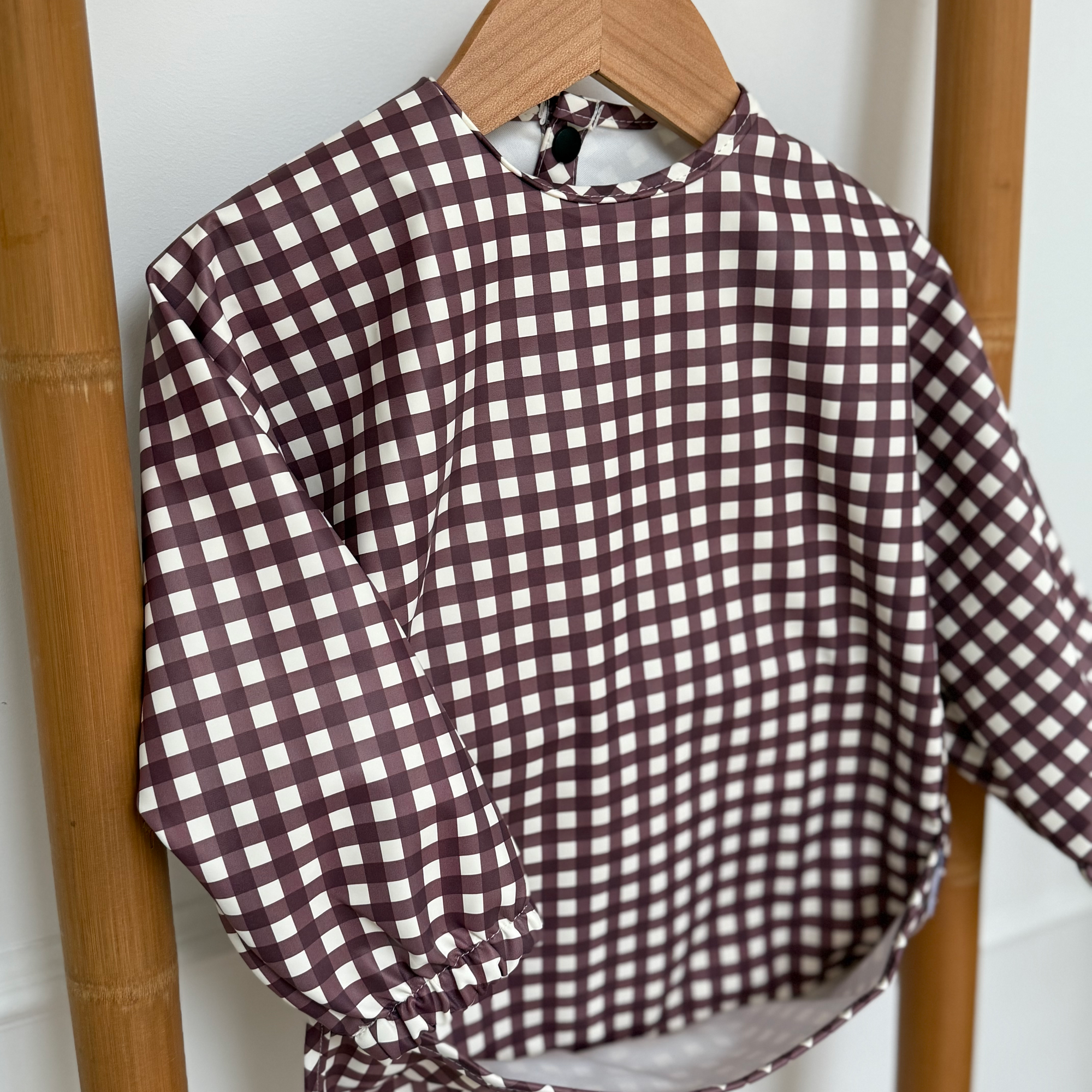 Mulberry Gingham - Long Sleeved Bib