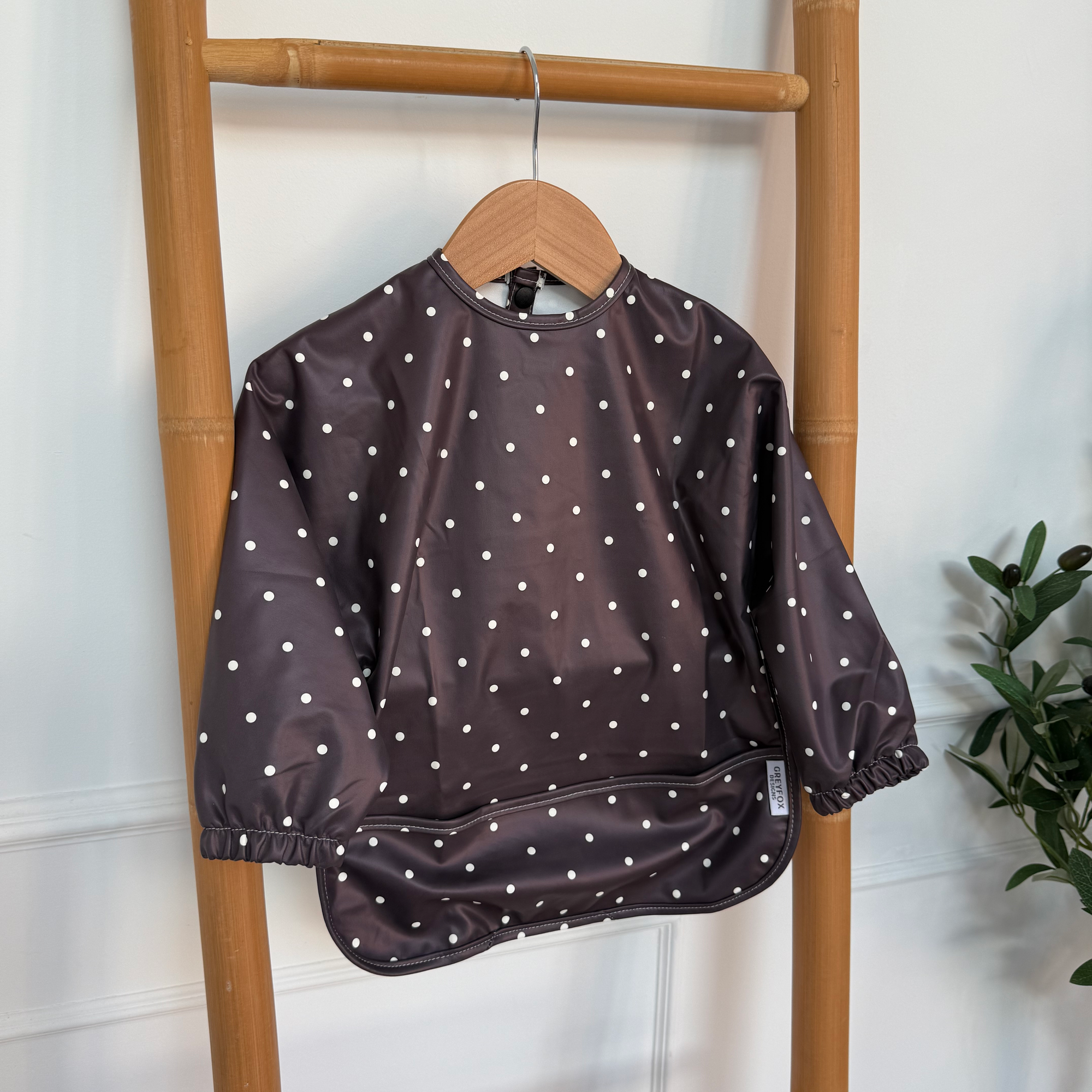 Espresso Polka Dot - Long Sleeved Bib