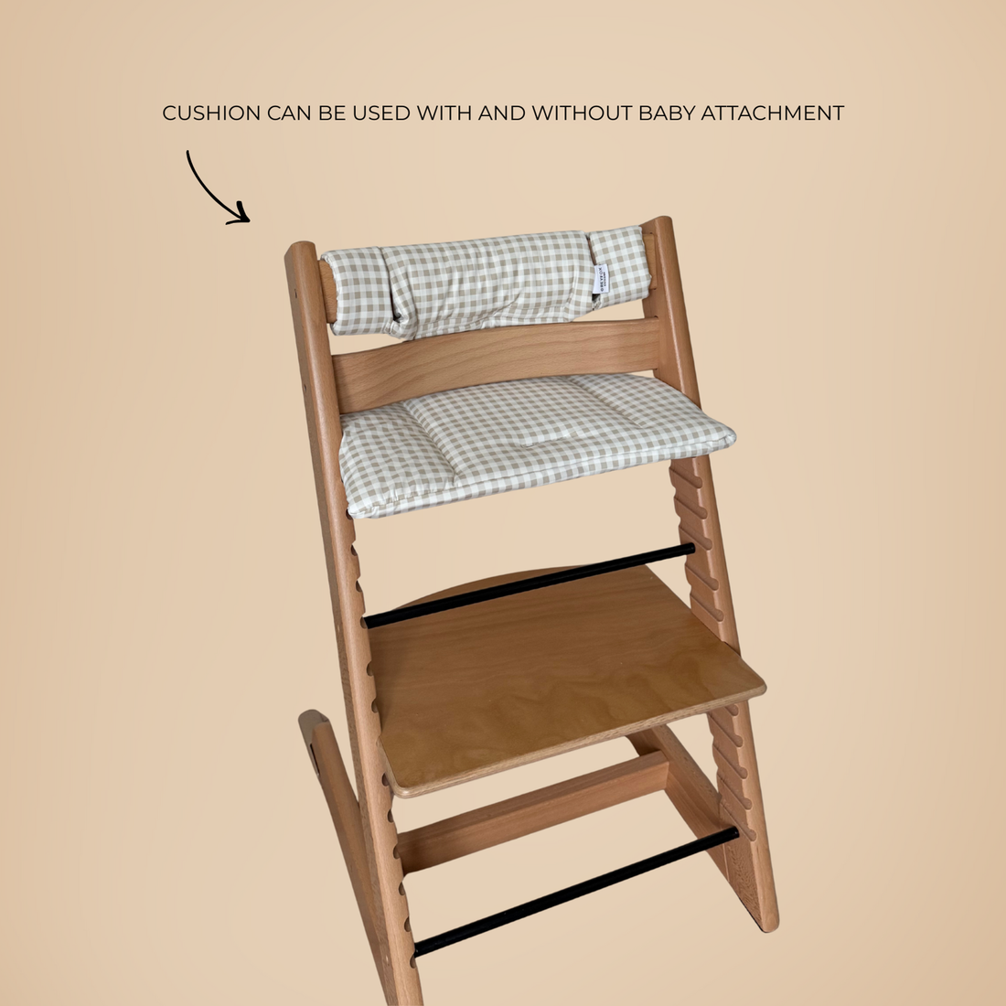 Taupe Gingham 2 in 1 Cushion