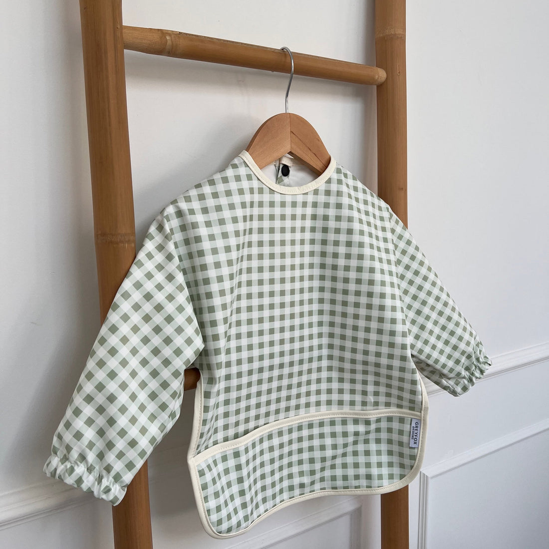Sage Gingham - Long Sleeved Bib