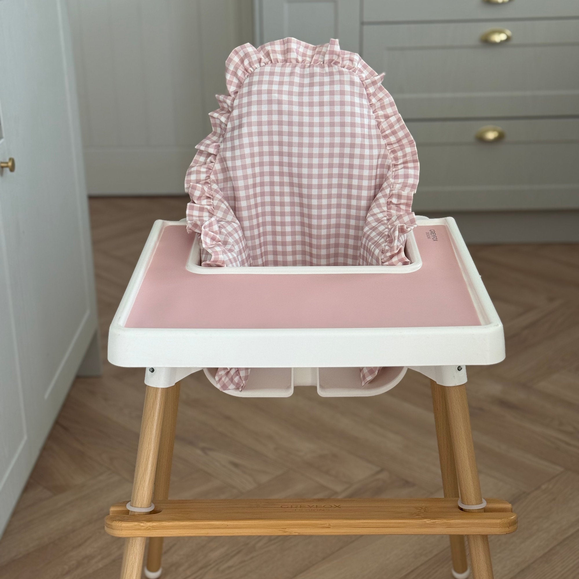 Blush Gingham Ruffle Cushion Cover