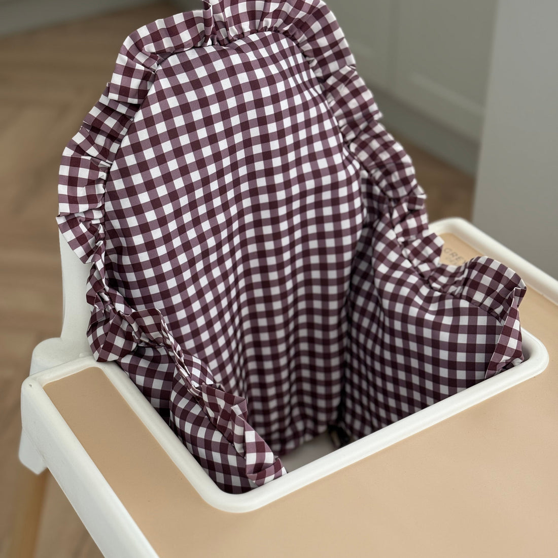 Mulberry Gingham Ruffle Cushion Cover