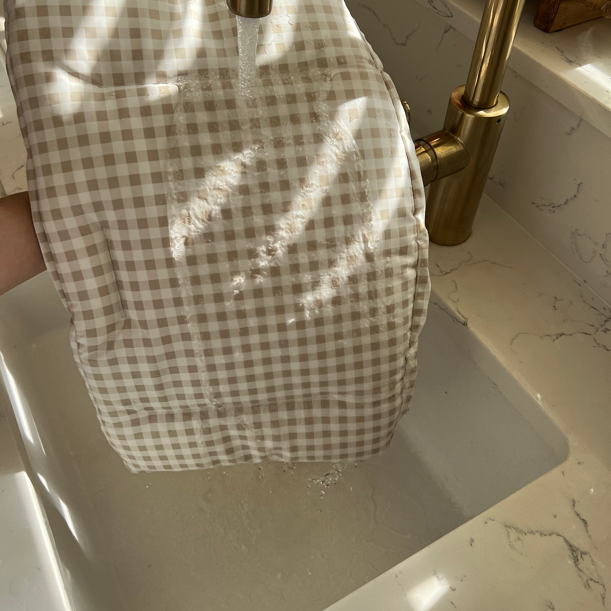Taupe Gingham 2 in 1 Cushion