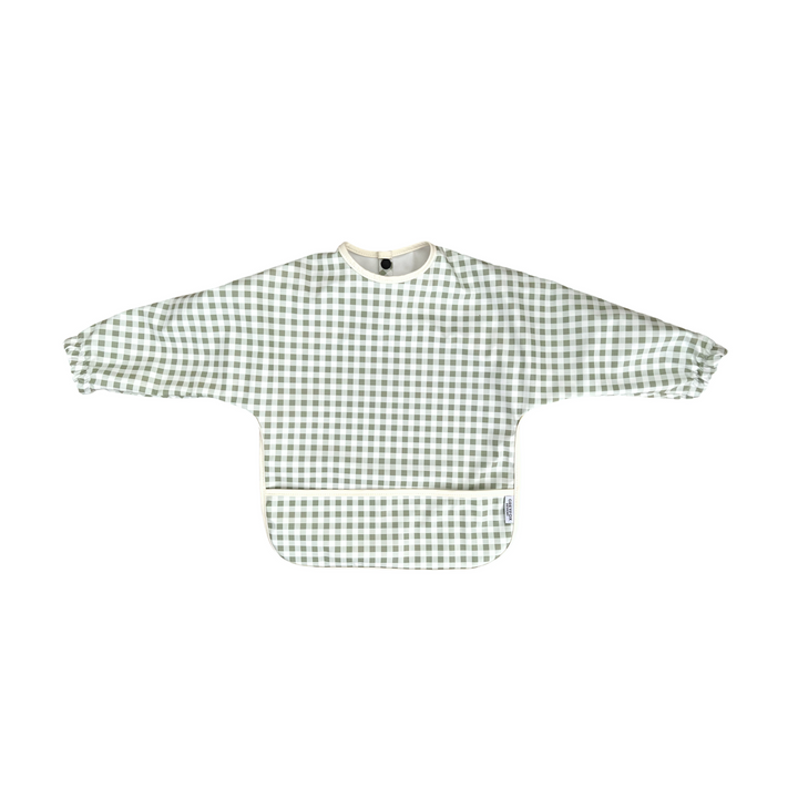 Sage Gingham - Long Sleeved Bib