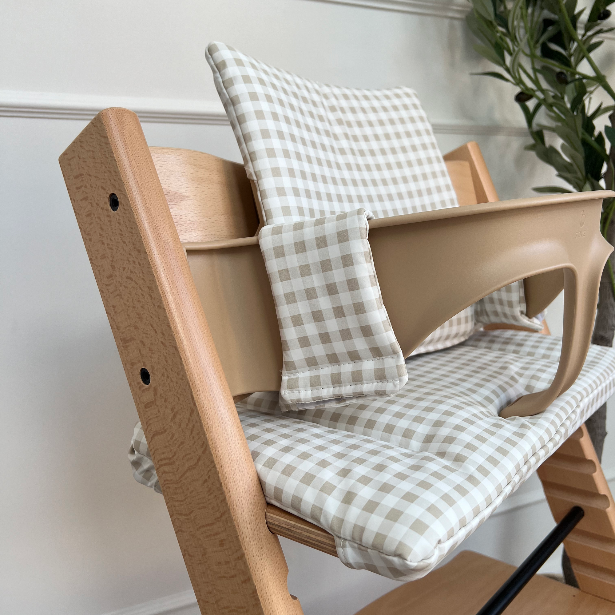 Taupe Gingham 2 in 1 Cushion