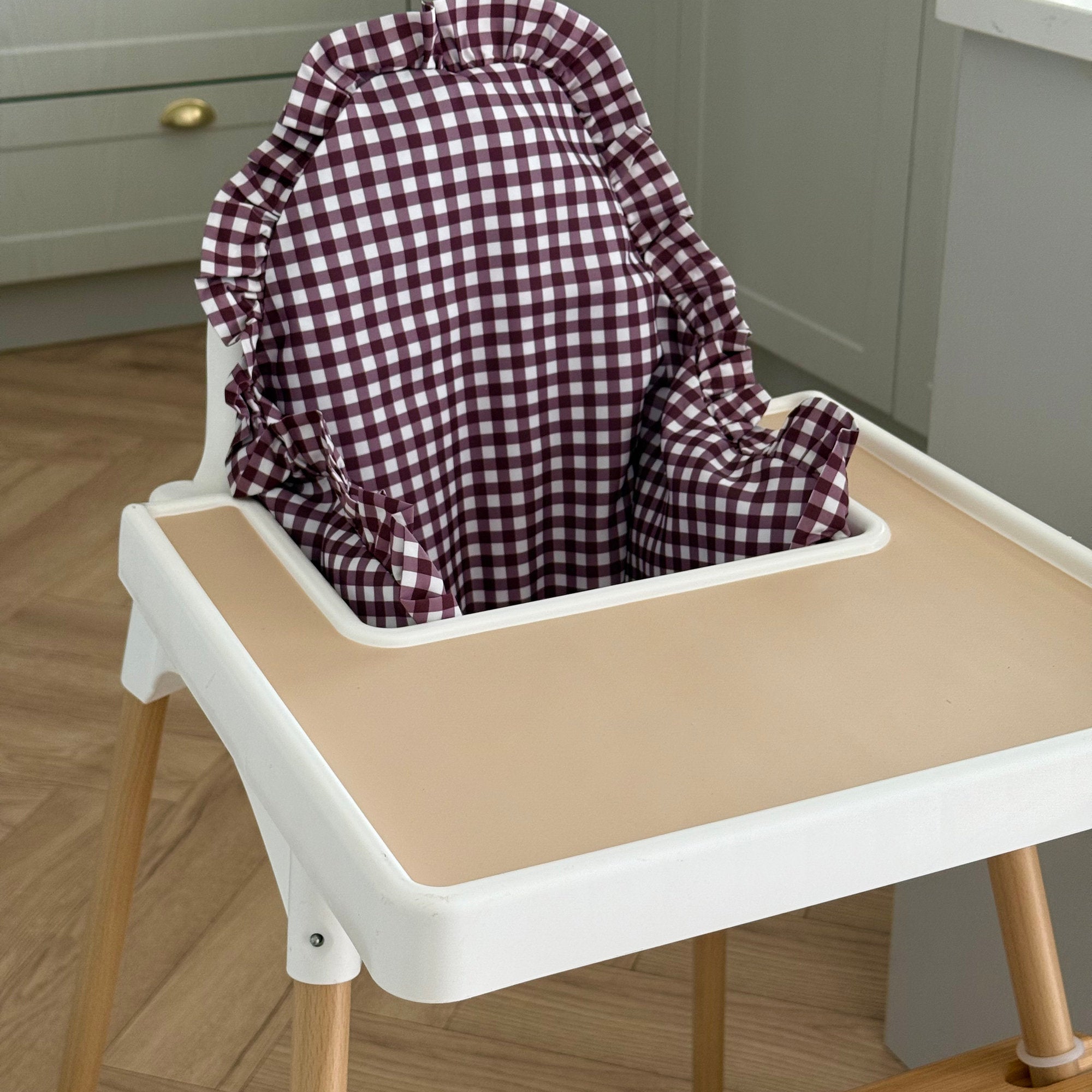 Mulberry Gingham Ruffle Cushion Cover
