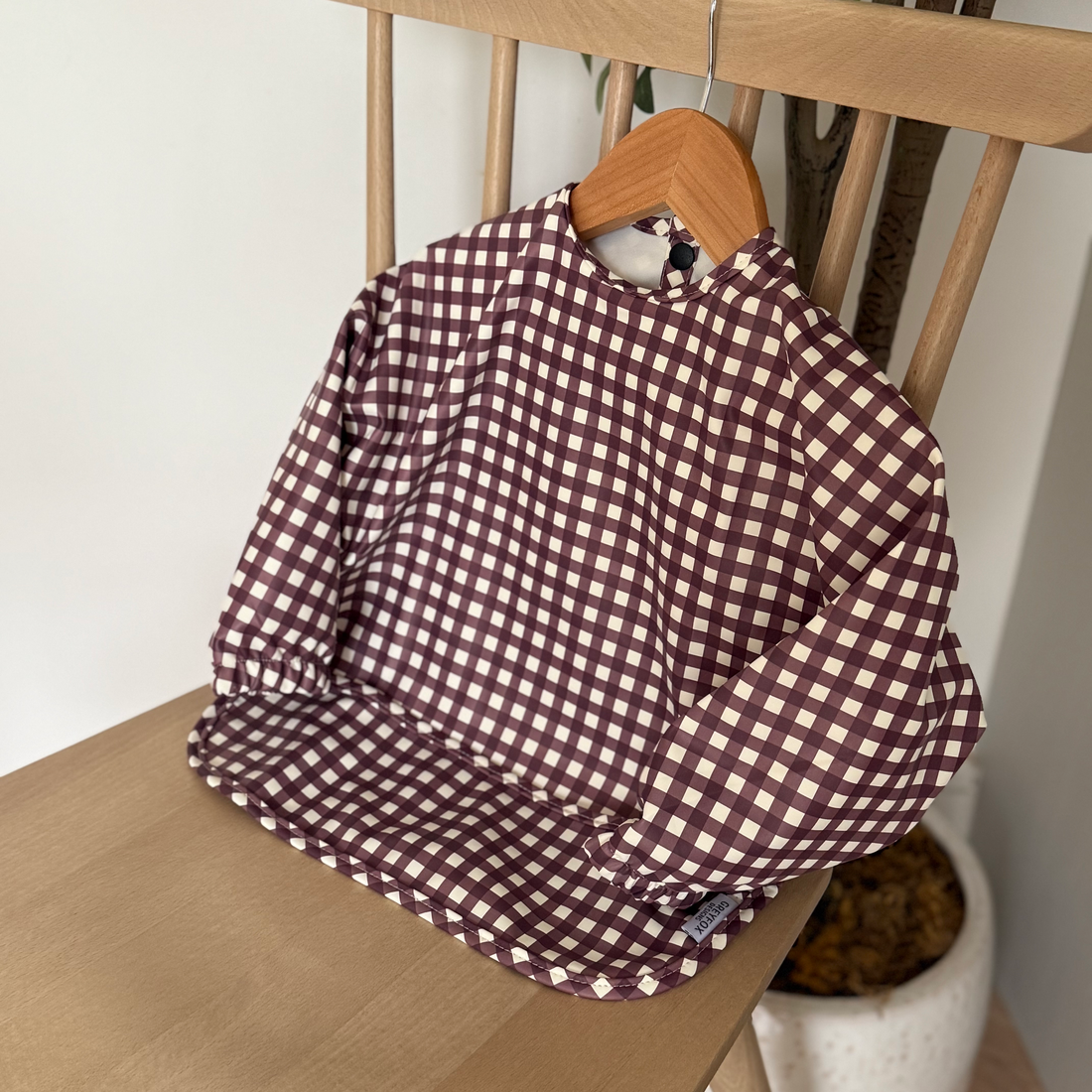 Mulberry Gingham - Long Sleeved Bib