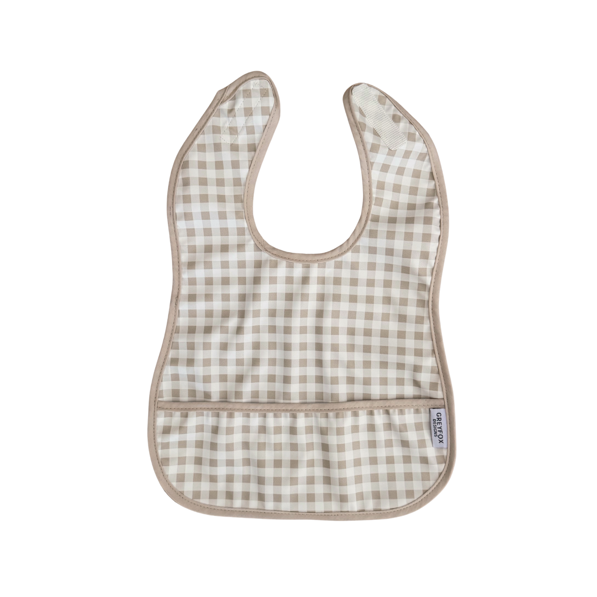 Taupe Gingham - Mini Bib