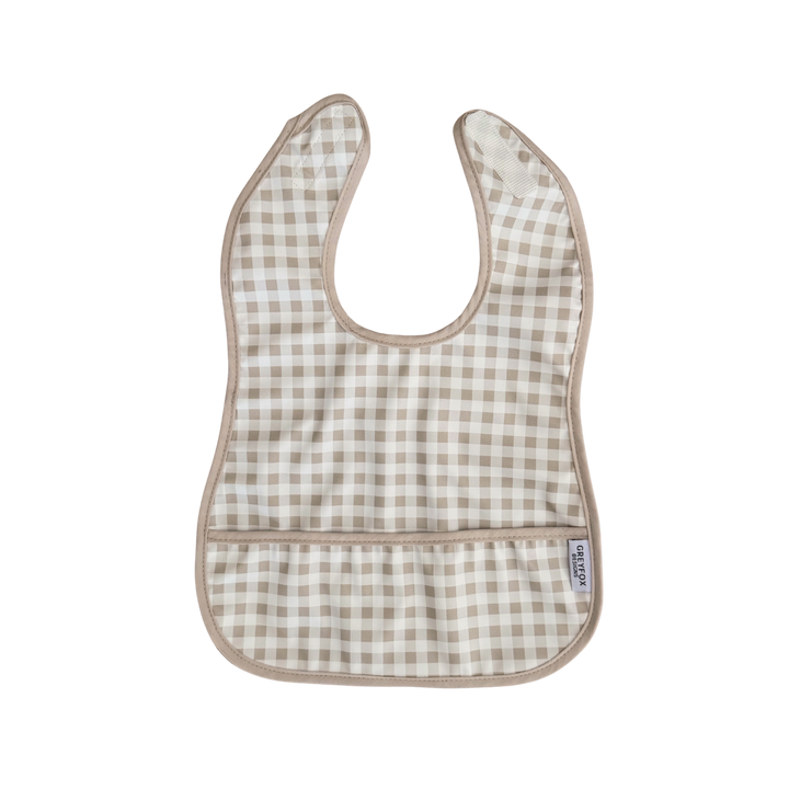 Taupe Gingham - Mini Bib