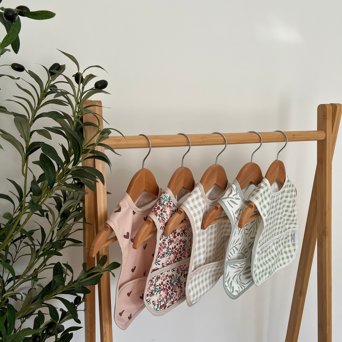 Taupe Gingham - Mini Bib