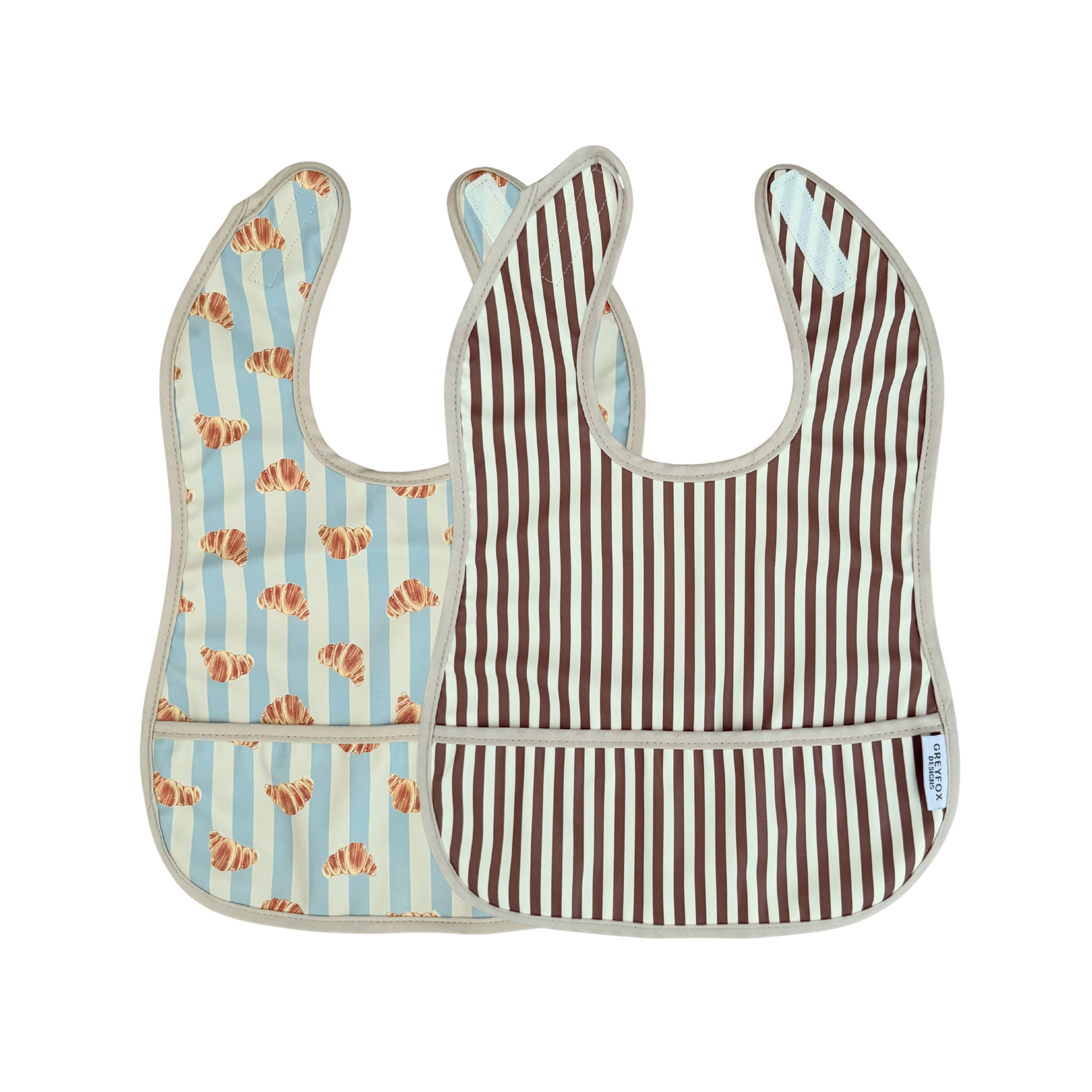 Mini Bib Bundle - Croissant/Mocha Stripe