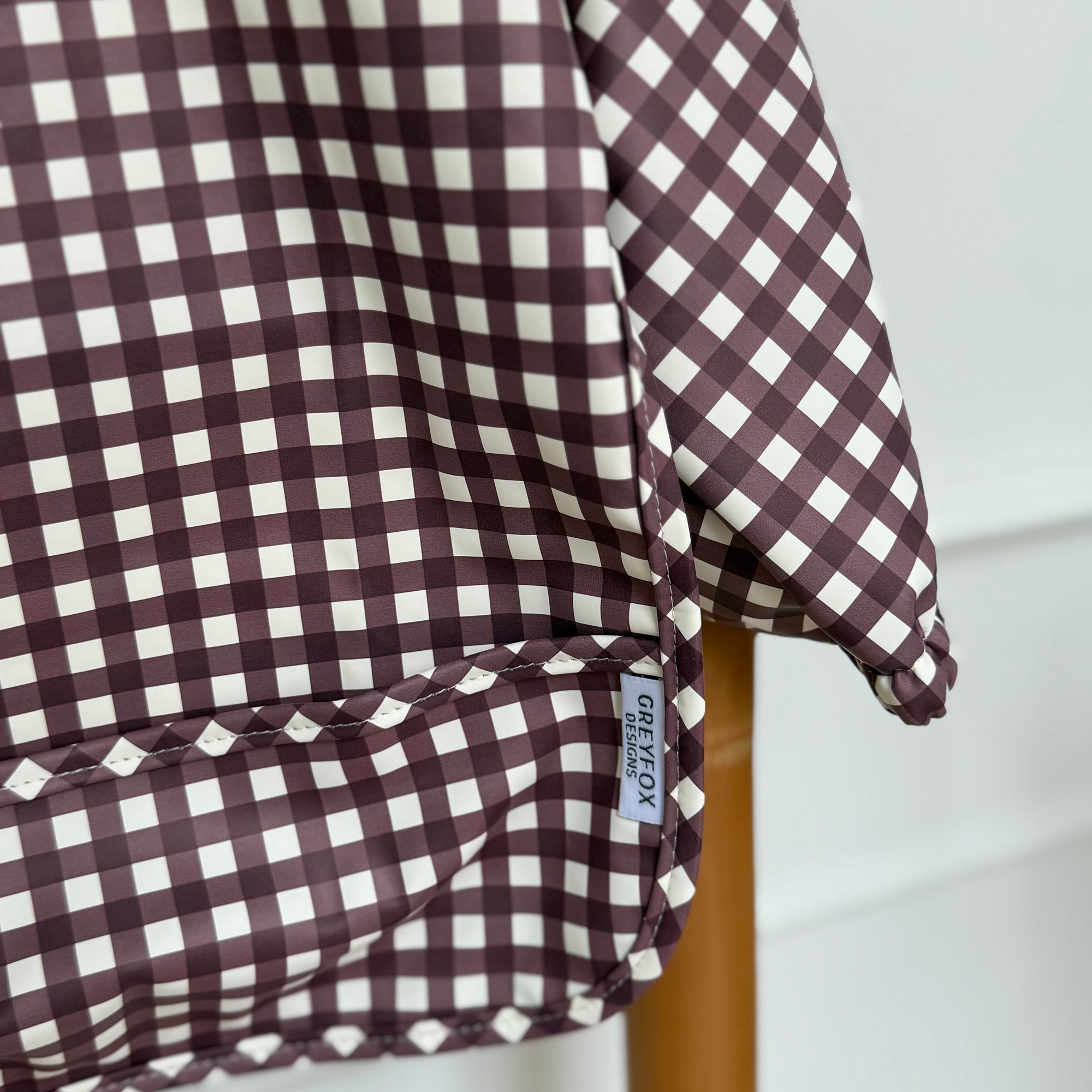 Mulberry Gingham - Long Sleeved Bib
