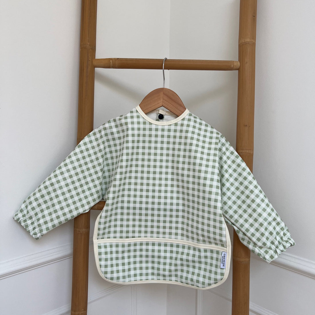 Sage Gingham - Long Sleeved Bib
