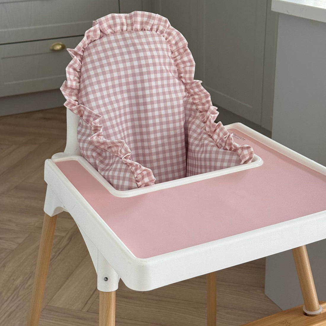 Blush Gingham Ruffle Cushion Cover