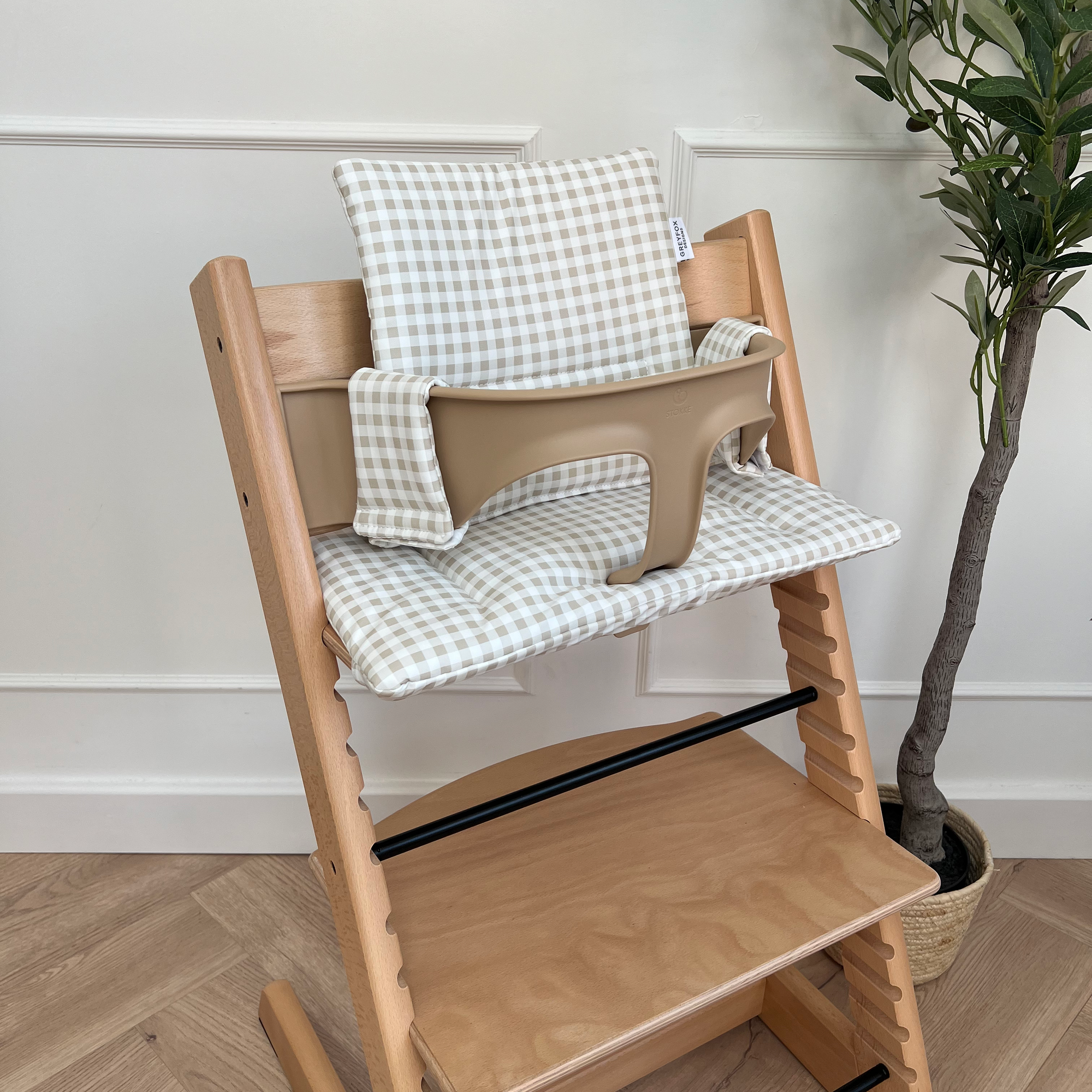 Taupe Gingham 2 in 1 Cushion