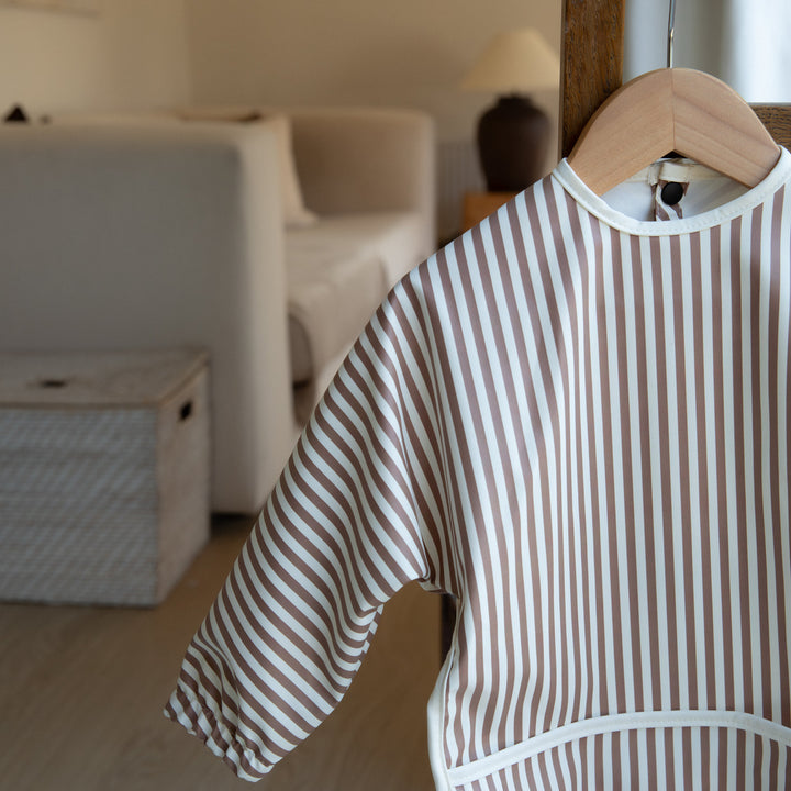 Mocha Stripe - Long Sleeved Bib