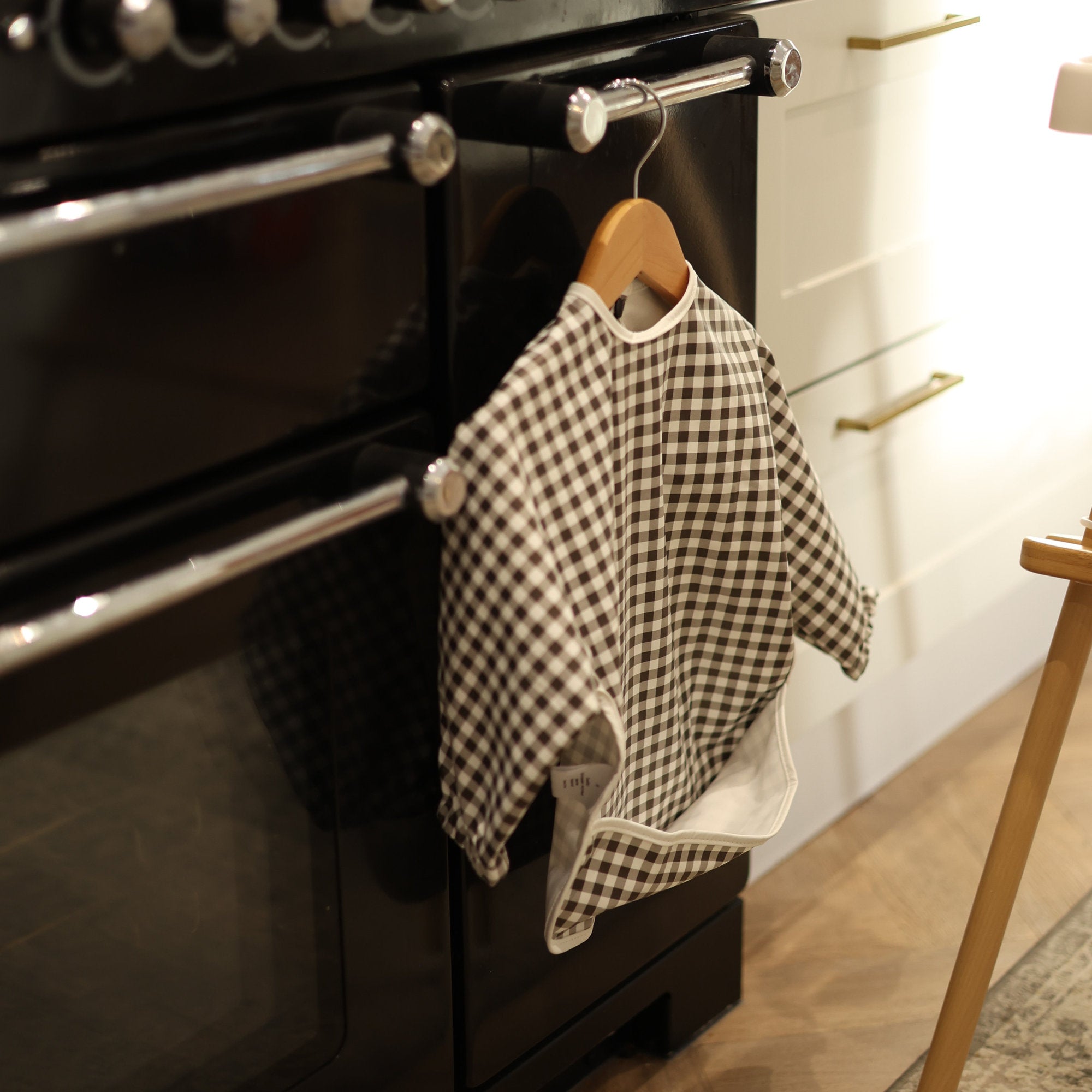 Monochrome Gingham - Long Sleeved Bib