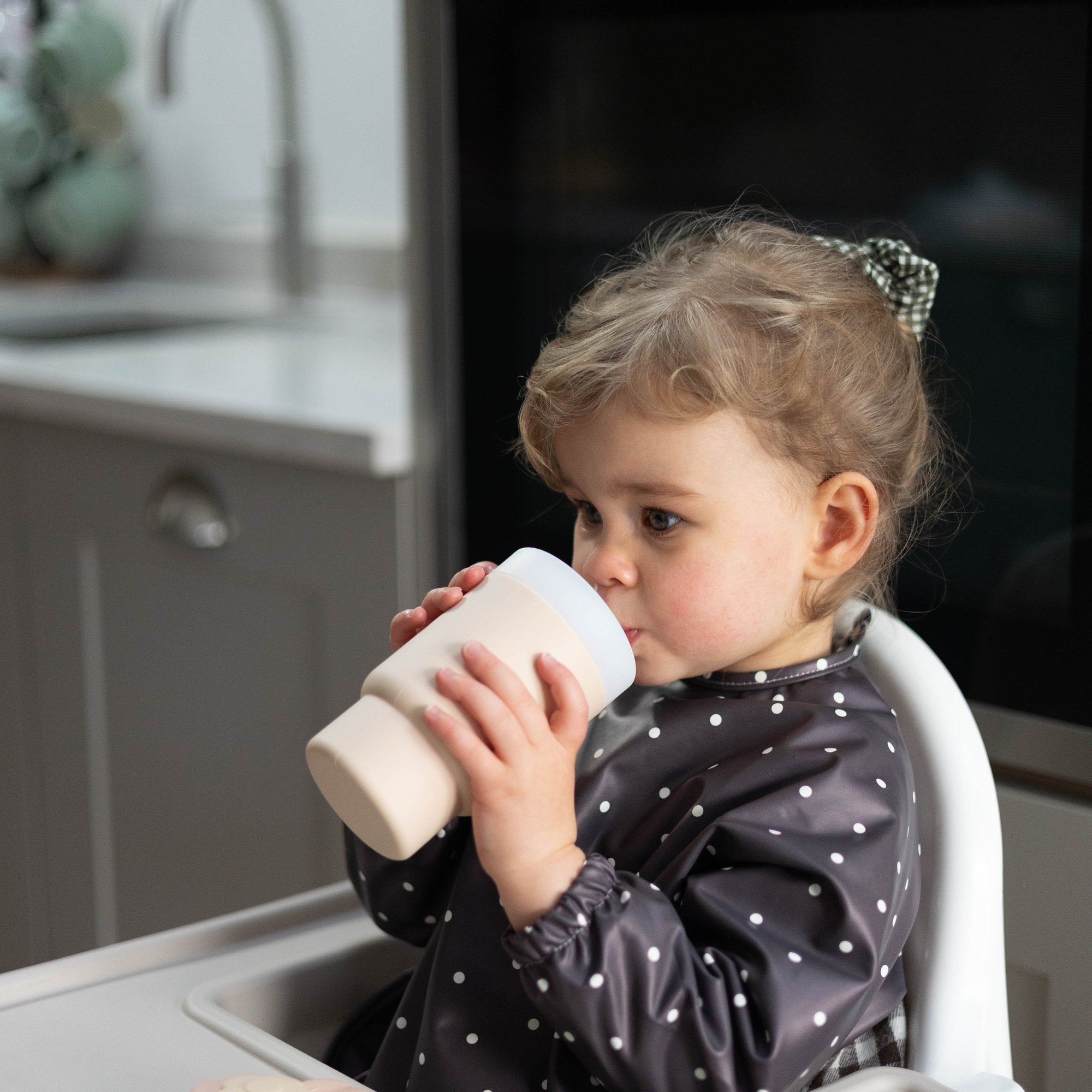 Espresso Polka Dot - Long Sleeved Bib