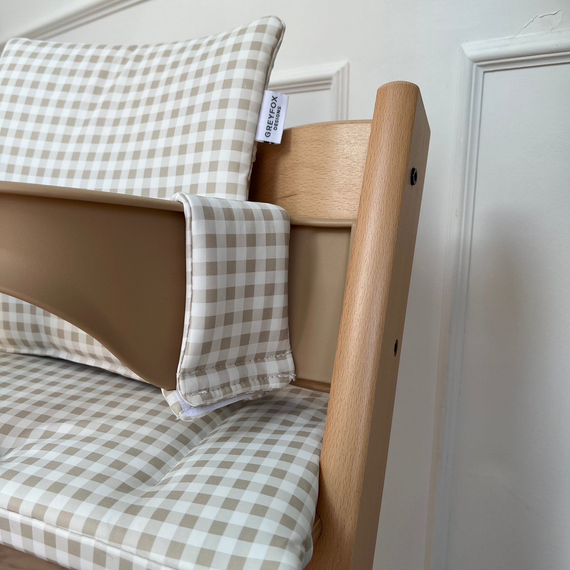 Taupe Gingham 2 in 1 Cushion