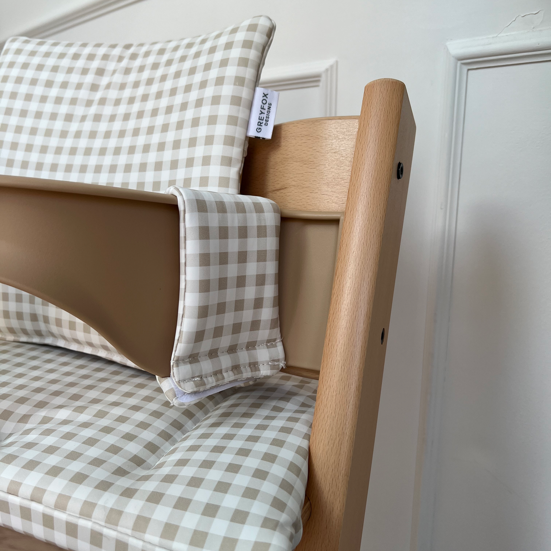 Taupe Gingham 2 in 1 Cushion
