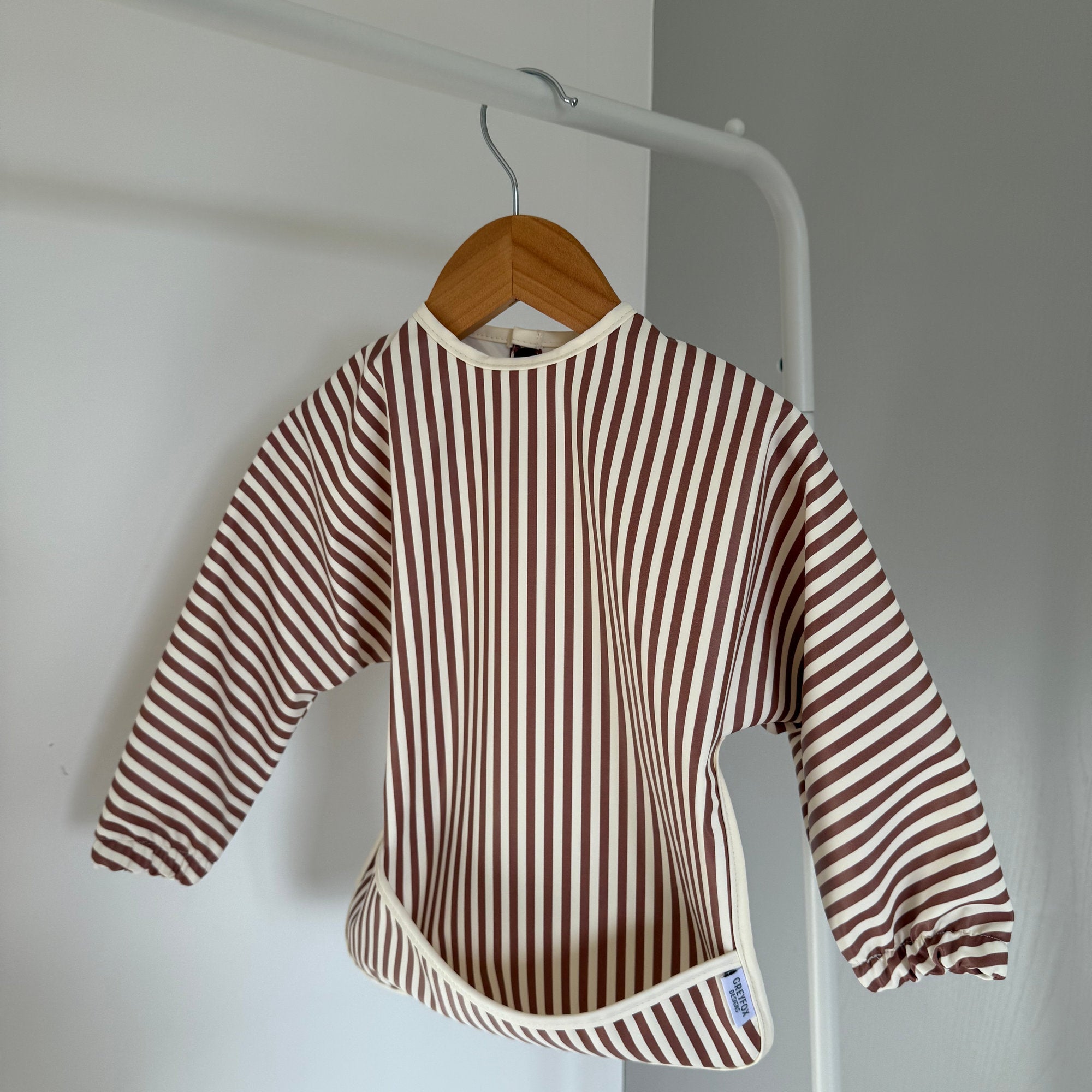 Mocha Stripe - Long Sleeved Bib